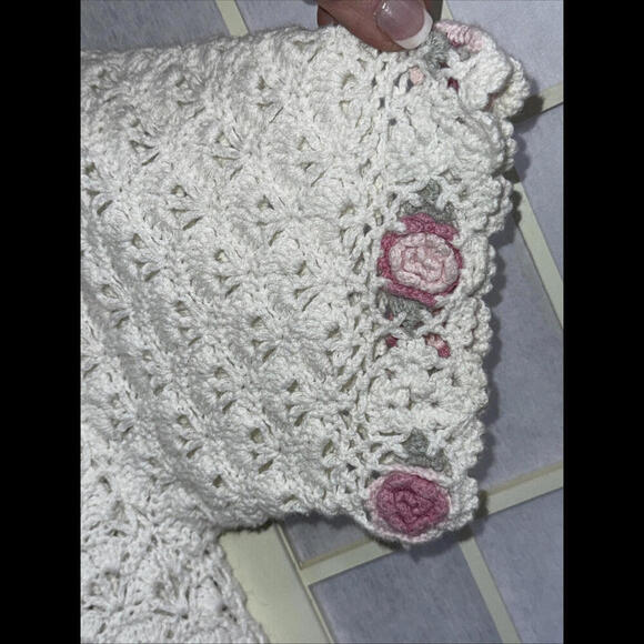Coleen’s Collectibles Hand Knitted Y2K Vintage Rose Floral Blouse Small - Picture 10 of 15
